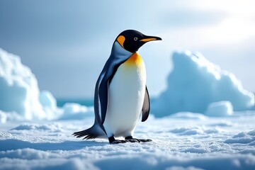 Fototapeta premium Majestic King Penguin on Antarctic Ice