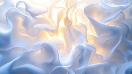 Obraz premium A soft, ethereal texture of flowing white fabric illuminated by gentle light, creating a serene and calming visual effect suitable for various design projects.
