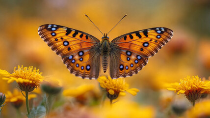 Obraz premium A butterfly in a blooming meadow.