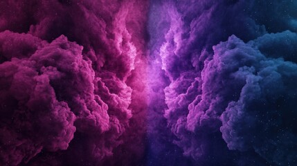 A vibrant, abstract image featuring swirling clouds of pink and purple hues, creating a mesmerizing cosmic or ethereal effect.