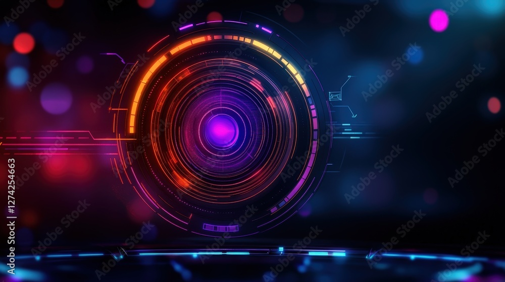 Aufkleber a vibrant abstract digital background featuring colorful circular patterns and effects. ideal for te