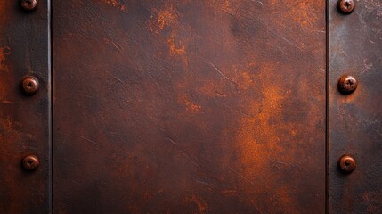 A close-up view of a textured metal surface displaying rust and weathering, showcasing an industrial aesthetic, perfect for backgrounds or design elements.