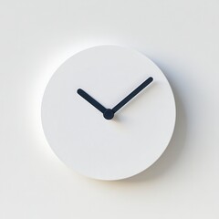 Serene Minimalist Clock Design on White Background with Soft Shadows for Modern Conceptual Timekeeping