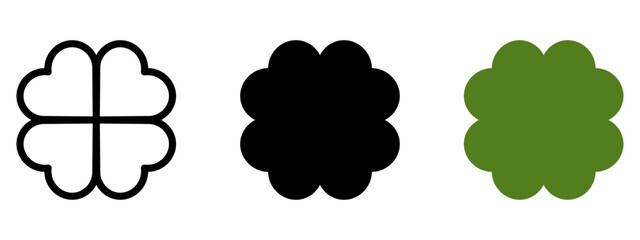 Good luck four leaf clover flat icon set isolated on transparent background.