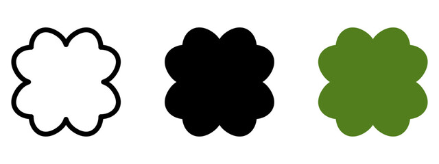 Good luck four leaf clover flat icon set isolated on transparent background.