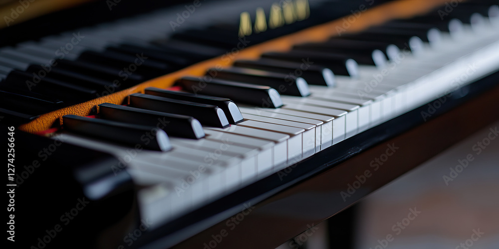 Poster close-up of piano keyboard and keyframe