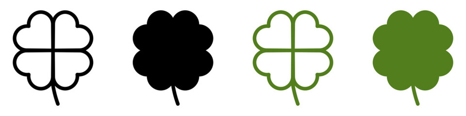Good luck four leaf clover flat icon set isolated on transparent background.