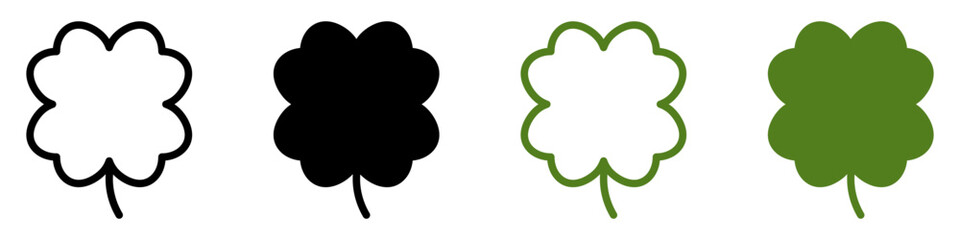 Good luck four leaf clover flat icon set isolated on transparent background.