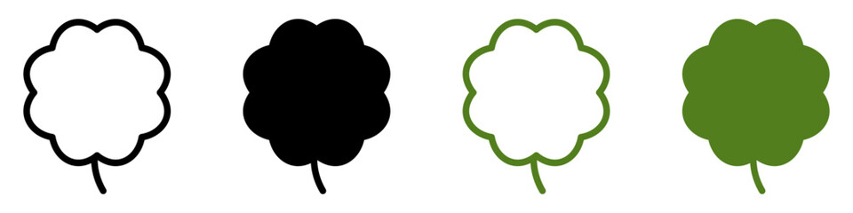 Good luck four leaf clover flat icon set isolated on transparent background.