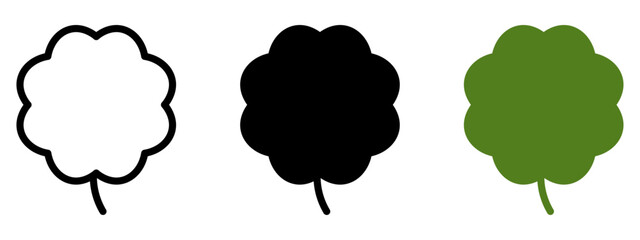 Good luck four leaf clover flat icon set isolated on transparent background.