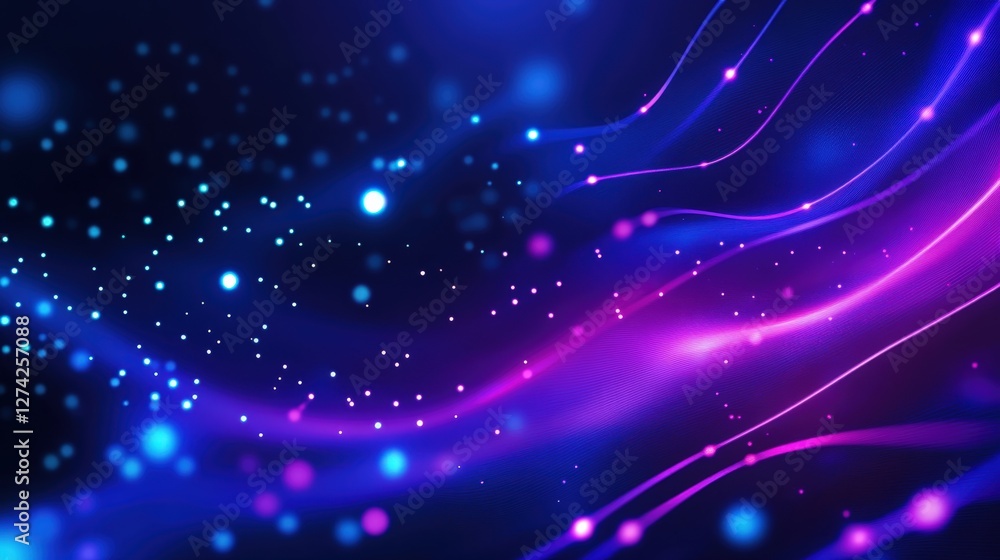 Aufkleber vibrant abstract background featuring flowing lines and glowing orbs in shades of blue and purple, e