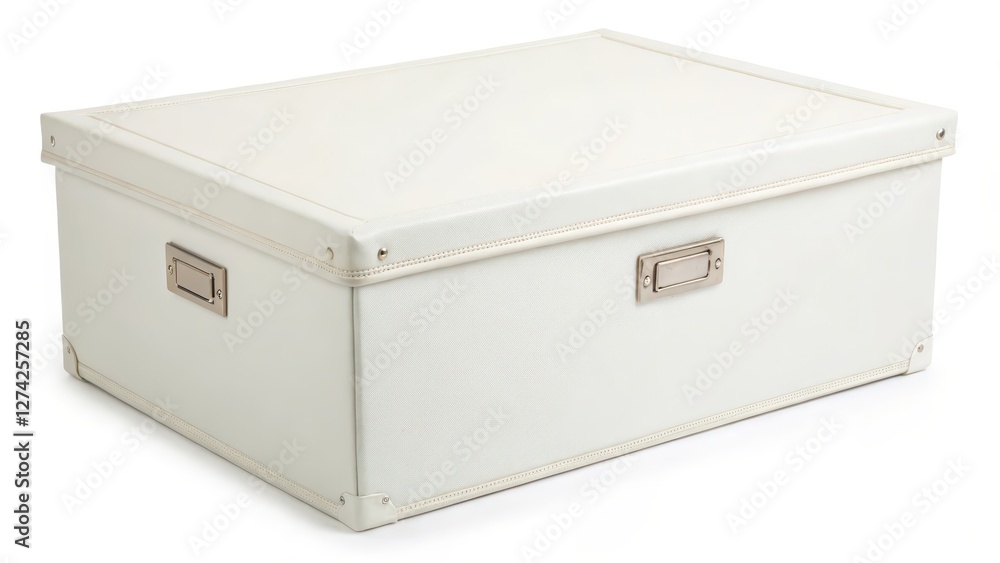 Poster white storage box with lid and clasps