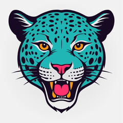 Roaring Turquoise Leopard Head Graphic