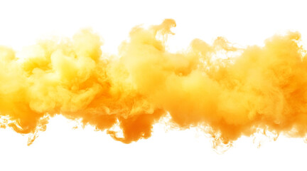 Yellow smoke cloud transparent PNG, isolated background cutout. Sulfur color thick smoke screen effect