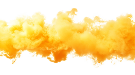 Yellow smoke cloud transparent PNG, isolated background cutout. Sulfur color thick smoke screen effect