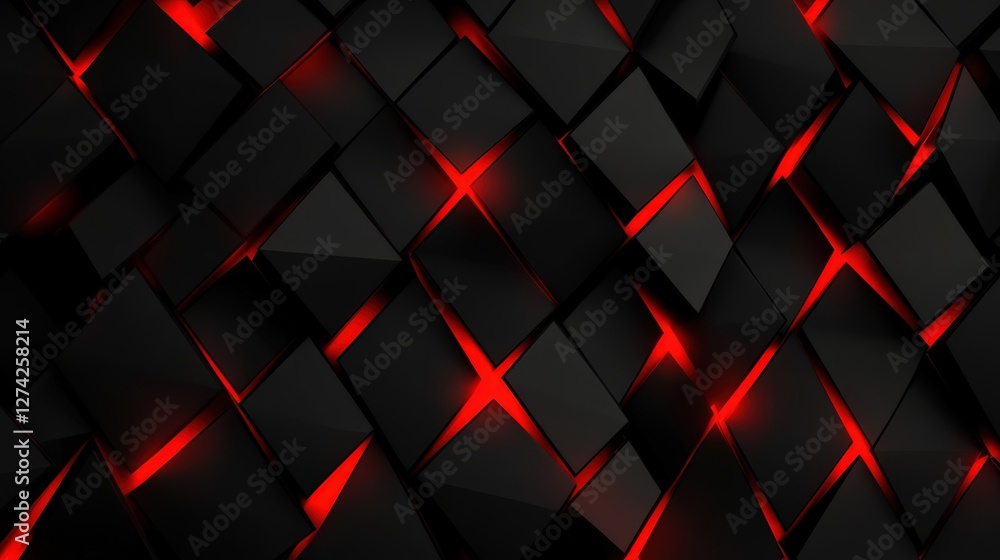 Aufkleber dynamic abstract pattern with black and red geometric shapes, showcasing a modern design
