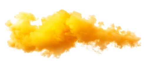 Yellow smoke cloud transparent PNG, isolated background cutout. Sulfur color thick smoke screen effect