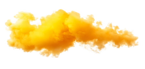 Yellow smoke cloud transparent PNG, isolated background cutout. Sulfur color thick smoke screen effect