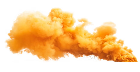 Yellow smoke cloud transparent PNG, isolated background cutout. Sulfur color thick smoke bomb screen effect