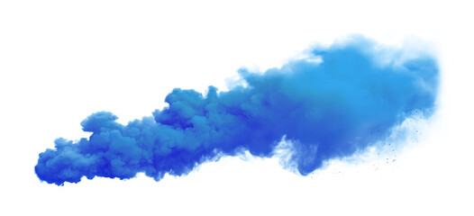 Blue smoke cloud transparent PNG, isolated background cutout. Thick color smoke bomb screen effect