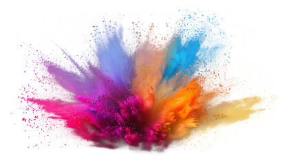 Rainbow dust powder explosion transparent PNG, isolated background. Dynamic blast eruption, vibrant colorful effect, lgbt, party, celebration, festival, color run element