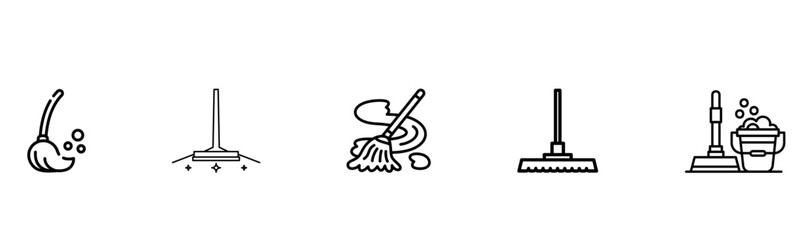  Floor mop icons Set