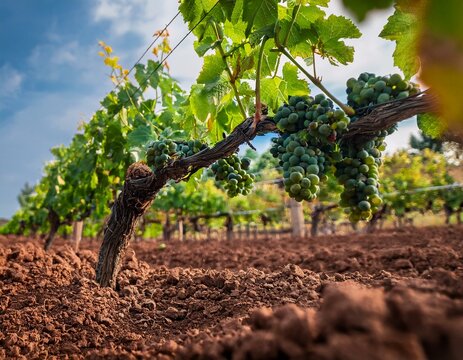 plantaci&oacute;n de uvas en vid