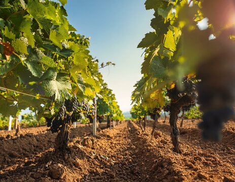 plantaci&oacute;n de uvas en vid