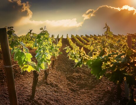 plantaci&oacute;n de uvas en vid