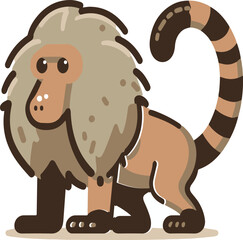 A simple Baboon vector style with white background 