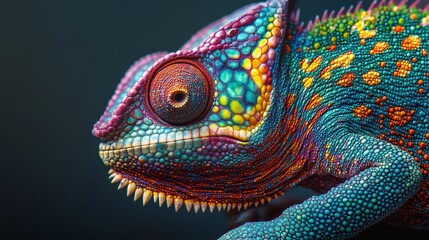 Fototapeta premium Al generated illustration of a colorful chameleon