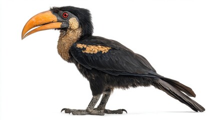 Fototapeta premium Large bird with a long beak standing in a natural habitat environment during daylight hours