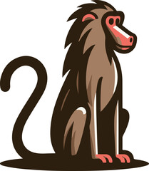 A simple Baboon vector style with white background 