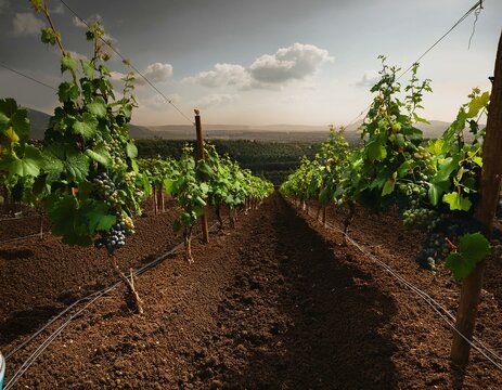 plantaci&oacute;n de uvas en vid