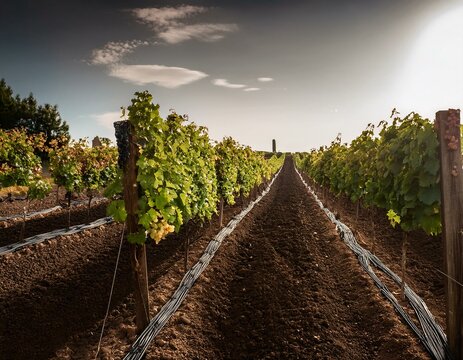 plantaci&oacute;n de uvas en vid