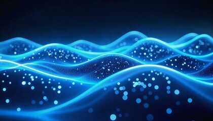 Surreal glowing blue light waves creating an abstract cosmic effect