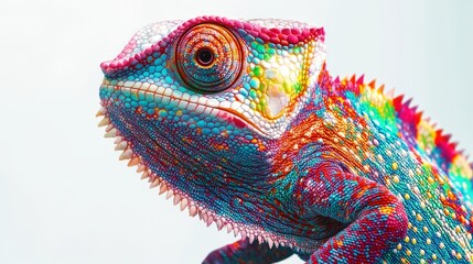 Fototapeta premium Al generated illustration of a colorful chameleon