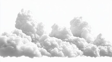 White soft cumulus cloudscape cut-out, 3D PNG file. 