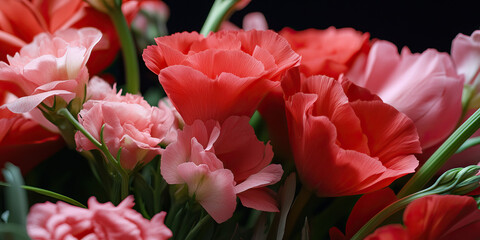 Fototapeta premium Pink and Red Lisianthus Flower Bouquet Close-up