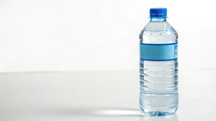 Plastic Bottle with Blank Label on White Background