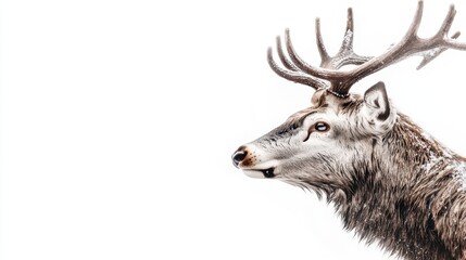 Naklejka premium Deer standing in a forest with ants on its antlers during daylight hours