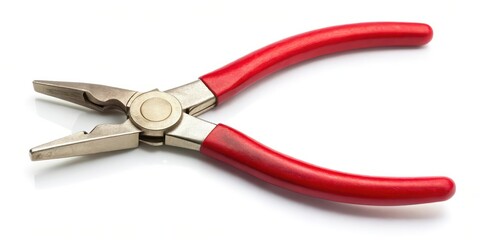 Fototapeta premium Red-handled Needle-Nose Pliers on White Background