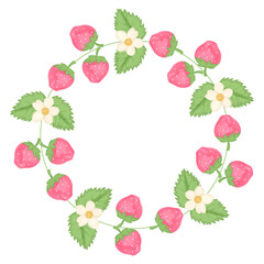 Strawberry vine boarder. Watercolor painting