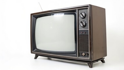 Vintage Television on White Background