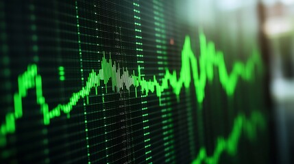 Obraz premium Green stock market graph rising