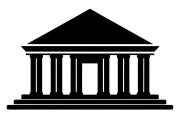 Bank Building silhouette on white background