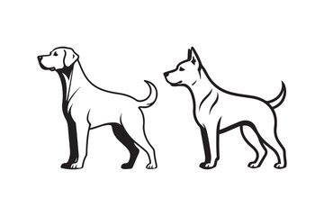 Dog Silhouette and Outline Clipart Set