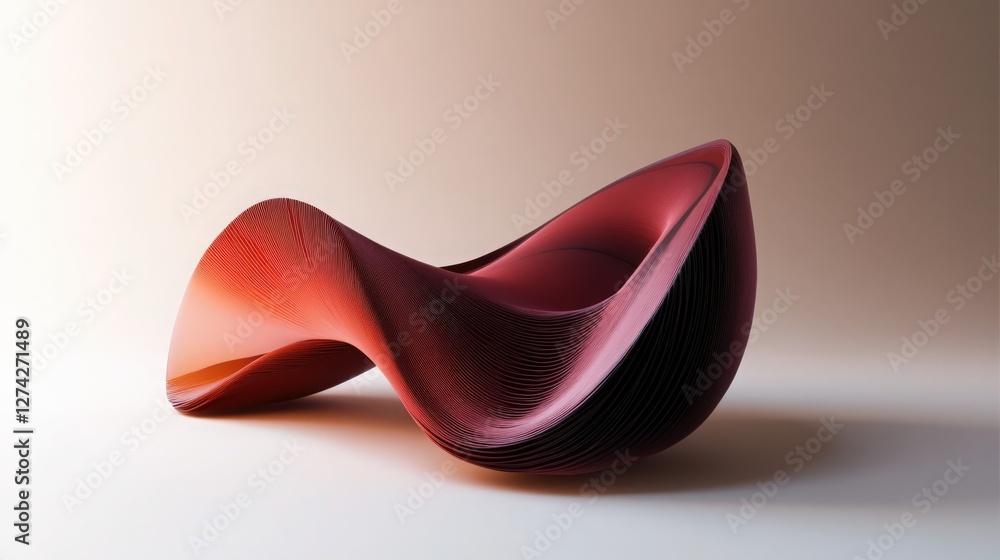 Poster elegant abstract sculpture with flowing red tones and minimalist design