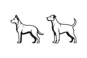Dog Silhouette and Outline Clipart Set