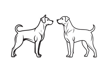Dog Silhouette and Outline Clipart Set